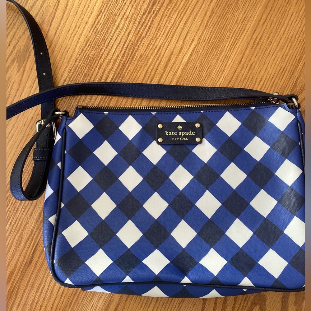 Kate Spade Lattice Blue White Black Crossbody